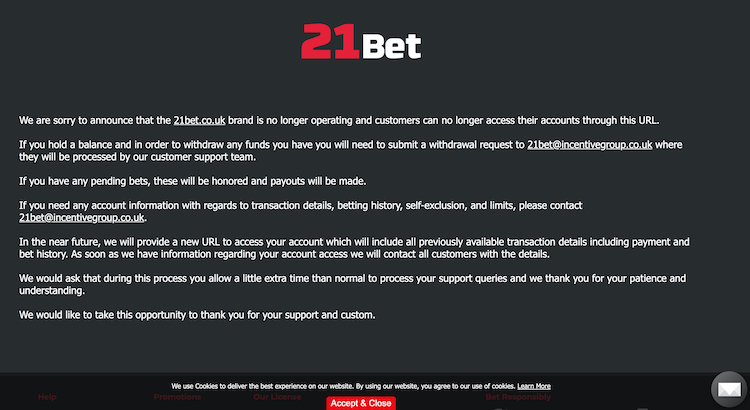 21bet - 営業終了